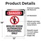 Signmission Boiler Room Authorized Danger Sign, Vinyl Decal, 12in W x 18in L, 2PK OS-2PACK-DS-D-1218-V-1048 - alternate 3